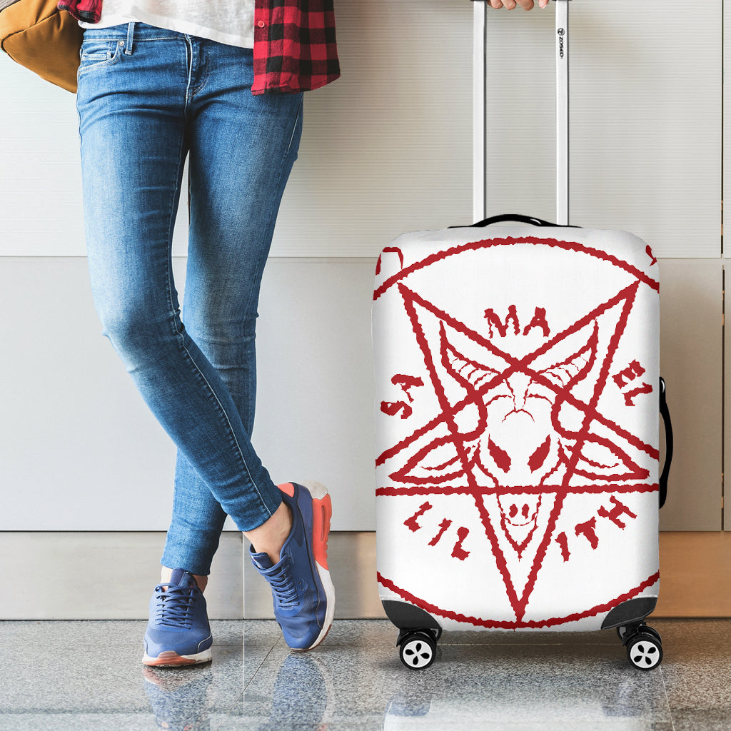 Red Satanic Pentagram Symbol Print Luggage Cover