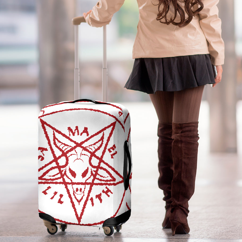 Red Satanic Pentagram Symbol Print Luggage Cover