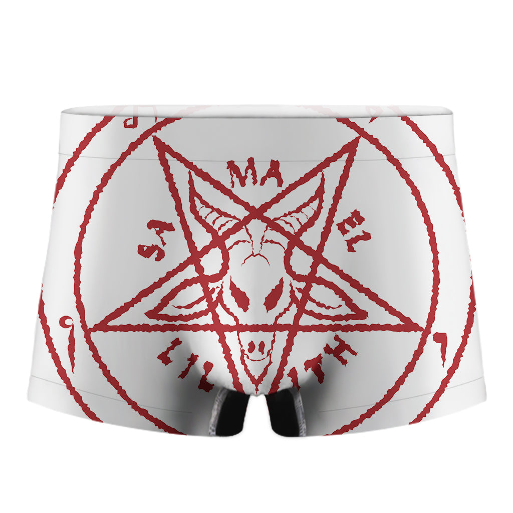 Red Satanic Pentagram Symbol Print Men's Boxer Briefs