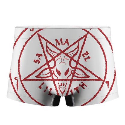 Red Satanic Pentagram Symbol Print Men's Boxer Briefs