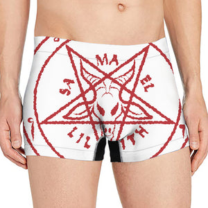 Red Satanic Pentagram Symbol Print Men's Boxer Briefs