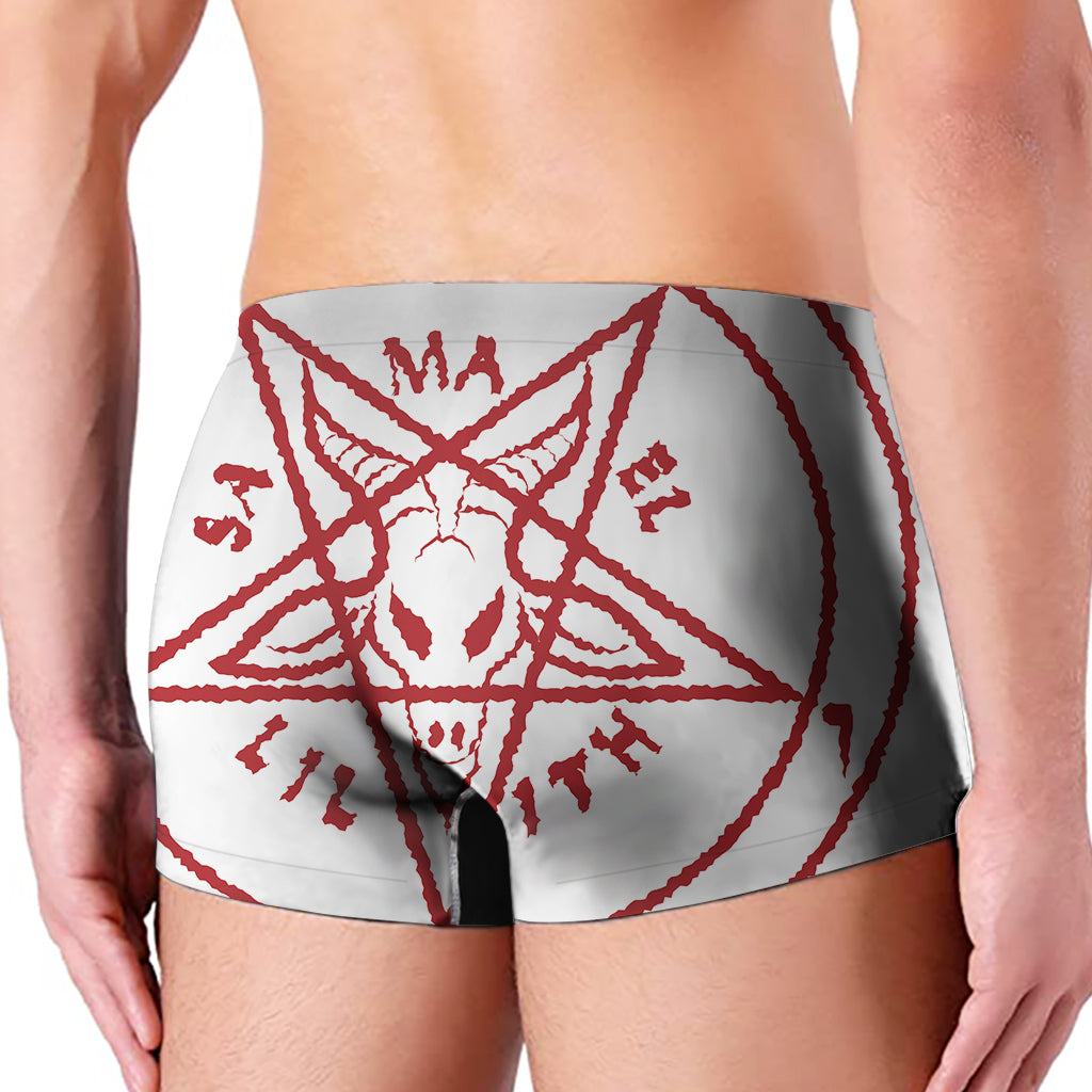 Red Satanic Pentagram Symbol Print Men's Boxer Briefs