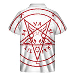 Red Satanic Pentagram Symbol Print Men's Short Sleeve Shirt