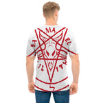 Red Satanic Pentagram Symbol Print Men's T-Shirt