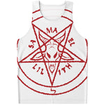 Red Satanic Pentagram Symbol Print Men's Tank Top