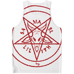 Red Satanic Pentagram Symbol Print Men's Tank Top
