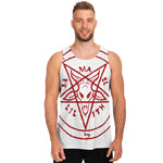 Red Satanic Pentagram Symbol Print Men's Tank Top