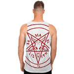 Red Satanic Pentagram Symbol Print Men's Tank Top