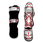 Red Satanic Pentagram Symbol Print Muay Thai Shin Guard