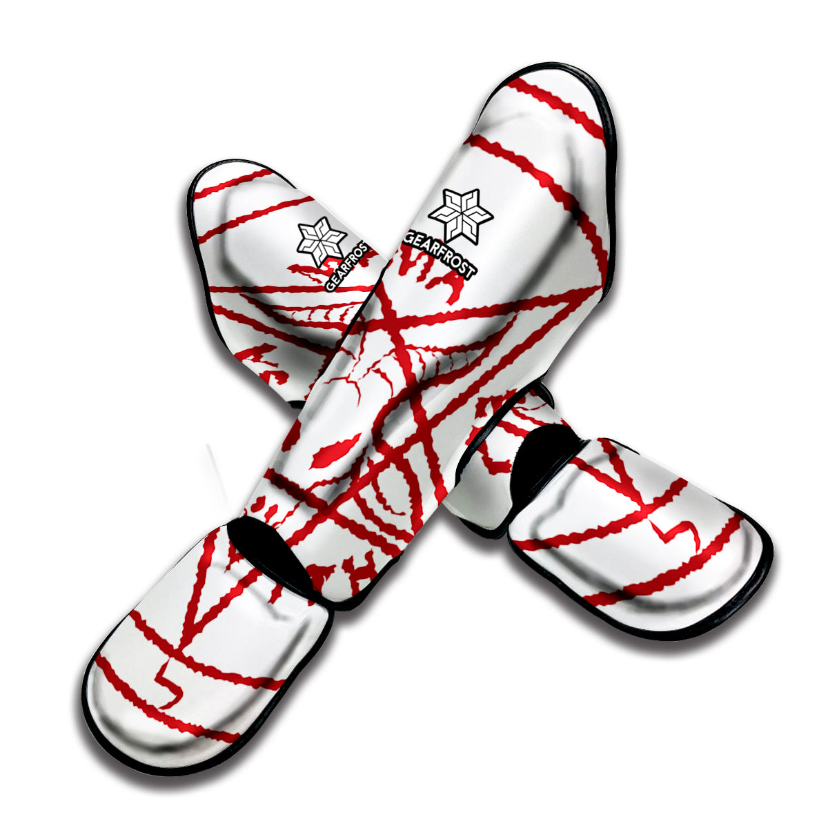 Red Satanic Pentagram Symbol Print Muay Thai Shin Guard