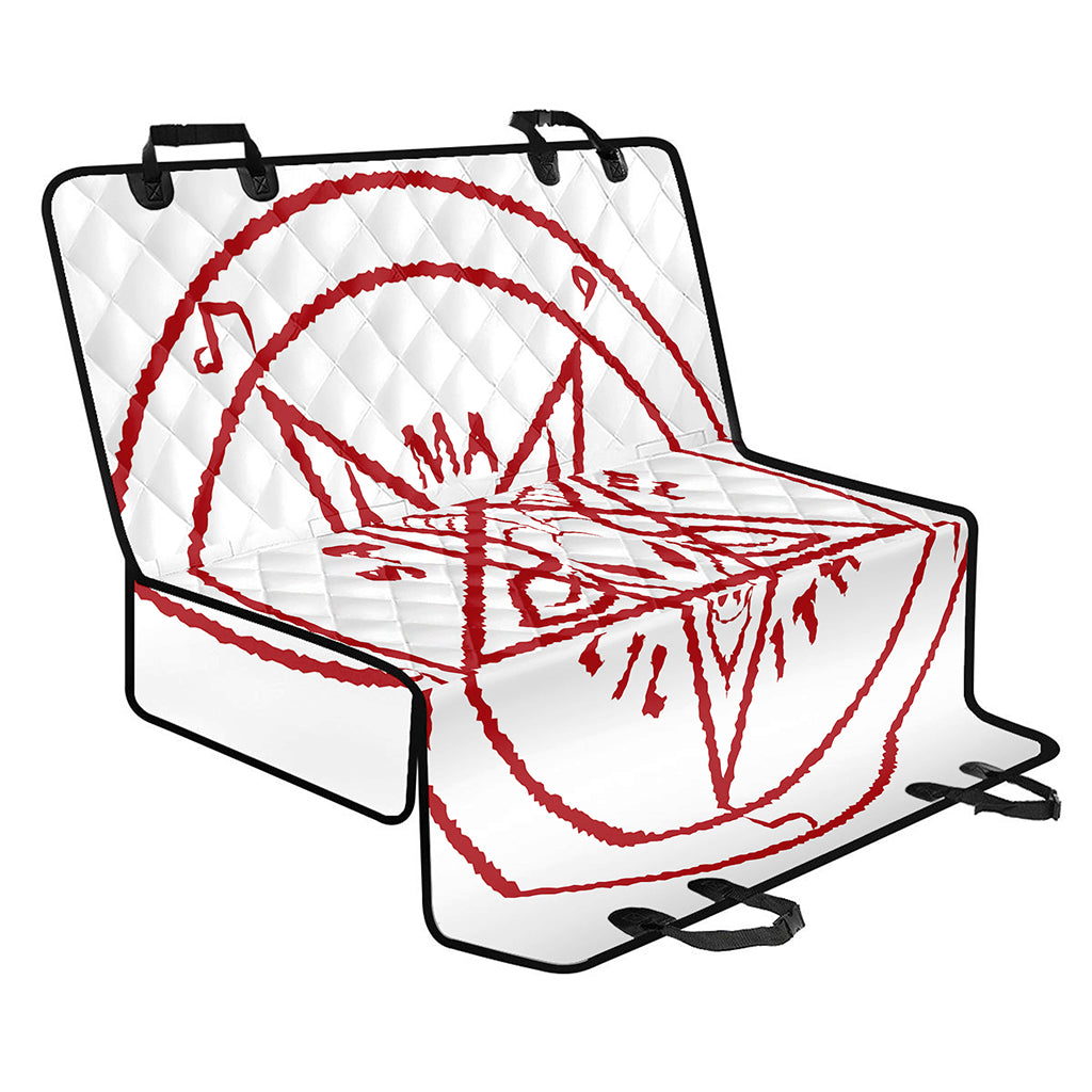 Red Satanic Pentagram Symbol Print Pet Car Back Seat Cover