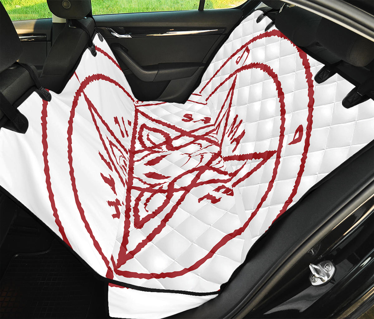 Red Satanic Pentagram Symbol Print Pet Car Back Seat Cover