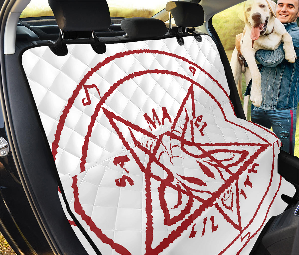 Red Satanic Pentagram Symbol Print Pet Car Back Seat Cover
