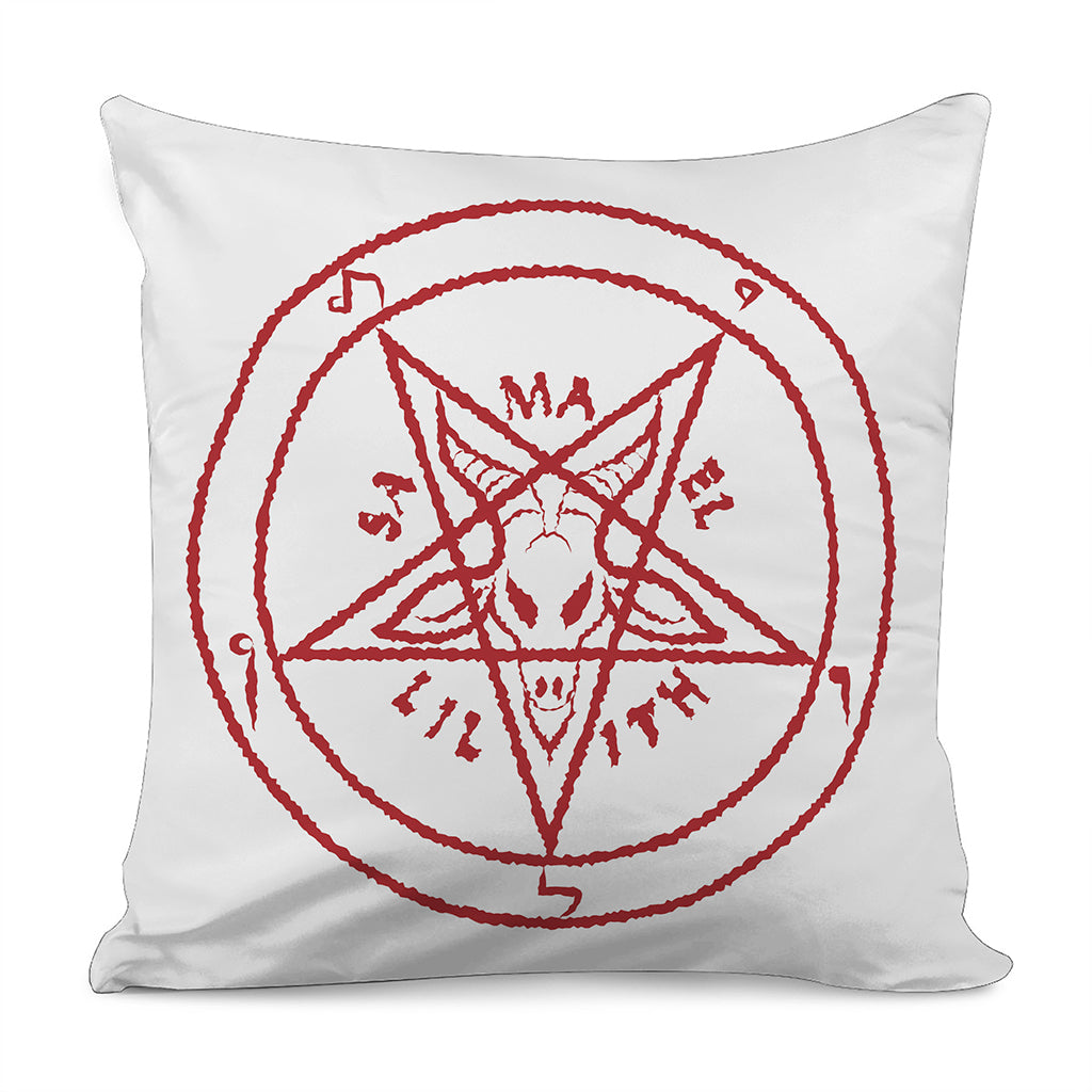 Red Satanic Pentagram Symbol Print Pillow Cover