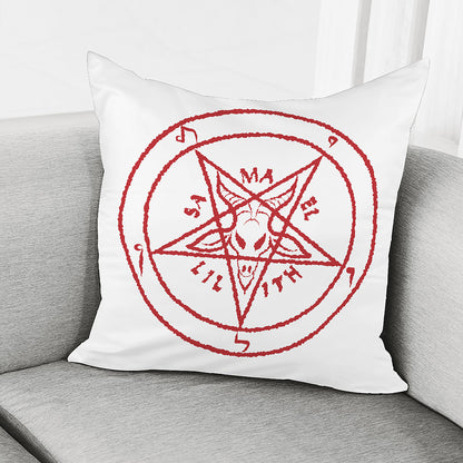 Red Satanic Pentagram Symbol Print Pillow Cover