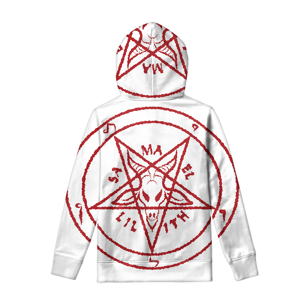 Red Satanic Pentagram Symbol Print Pullover Hoodie