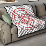 Red Satanic Pentagram Symbol Print Quilt