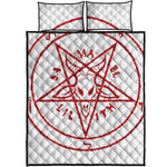 Red Satanic Pentagram Symbol Print Quilt Bed Set