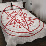 Red Satanic Pentagram Symbol Print Quilt Bed Set