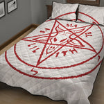Red Satanic Pentagram Symbol Print Quilt Bed Set