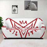 Red Satanic Pentagram Symbol Print Sofa Cover