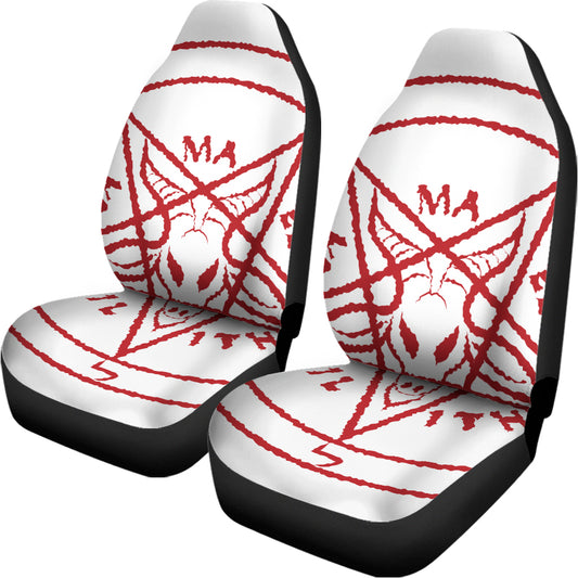Red Satanic Pentagram Symbol Print Universal Fit Car Seat Covers