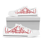 Red Satanic Pentagram Symbol Print White Low Top Shoes