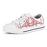 Red Satanic Pentagram Symbol Print White Low Top Shoes