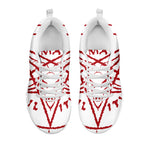 Red Satanic Pentagram Symbol Print White Sneakers