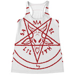 Red Satanic Pentagram Symbol Print Women's Racerback Tank Top
