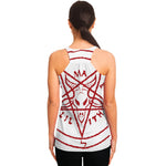 Red Satanic Pentagram Symbol Print Women's Racerback Tank Top
