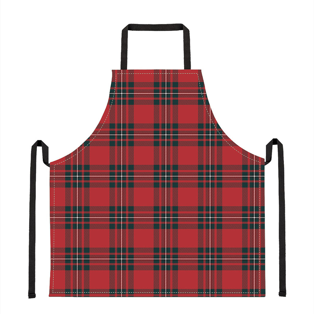 Red Scottish Tartan Pattern Print Apron