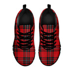 Red Scottish Tartan Pattern Print Black Sneakers