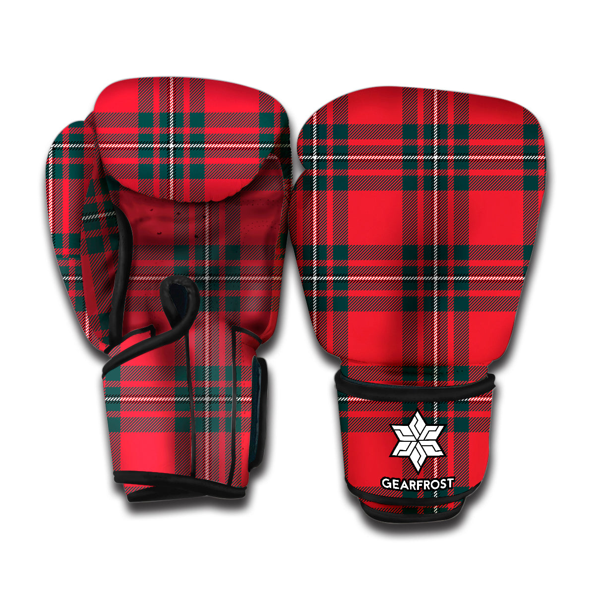 Red Scottish Tartan Pattern Print Boxing Gloves