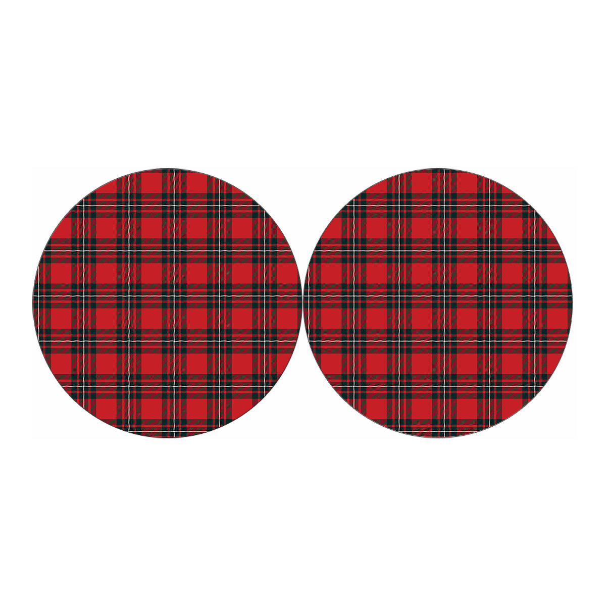 Red Scottish Tartan Pattern Print Car Coasters