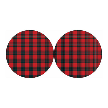 Red Scottish Tartan Pattern Print Car Coasters