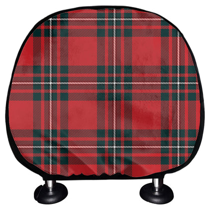 Red Scottish Tartan Pattern Print Car Headrest Covers