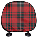 Red Scottish Tartan Pattern Print Car Headrest Covers