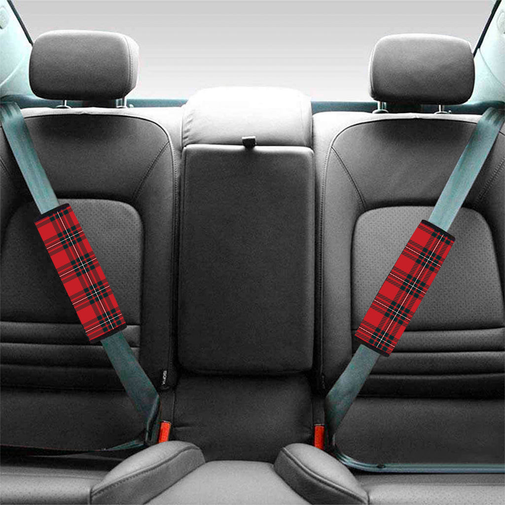 Red Scottish Tartan Pattern Print Car Seat Belt Covers