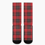 Red Scottish Tartan Pattern Print Crew Socks