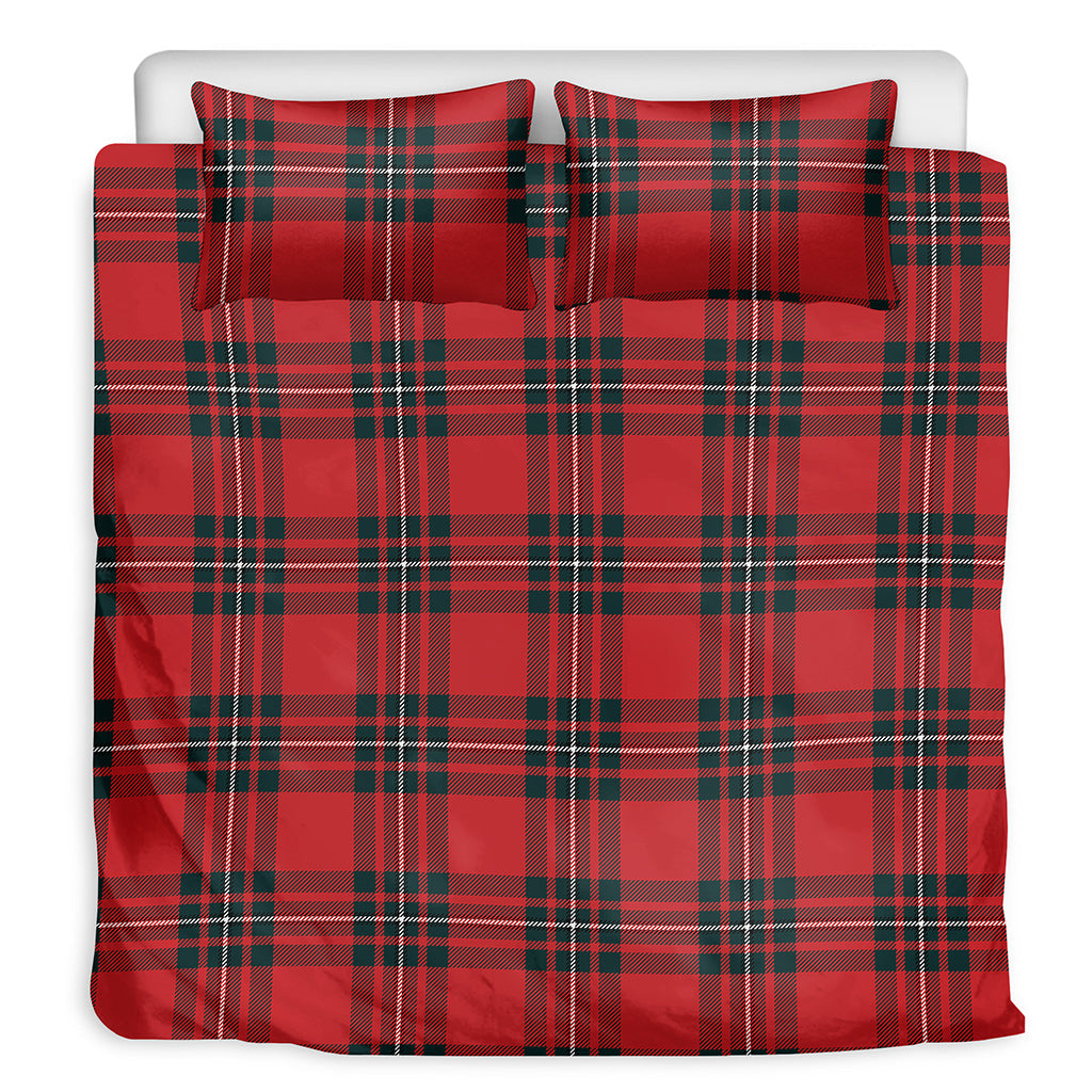 Red Scottish Tartan Pattern Print Duvet Cover Bedding Set
