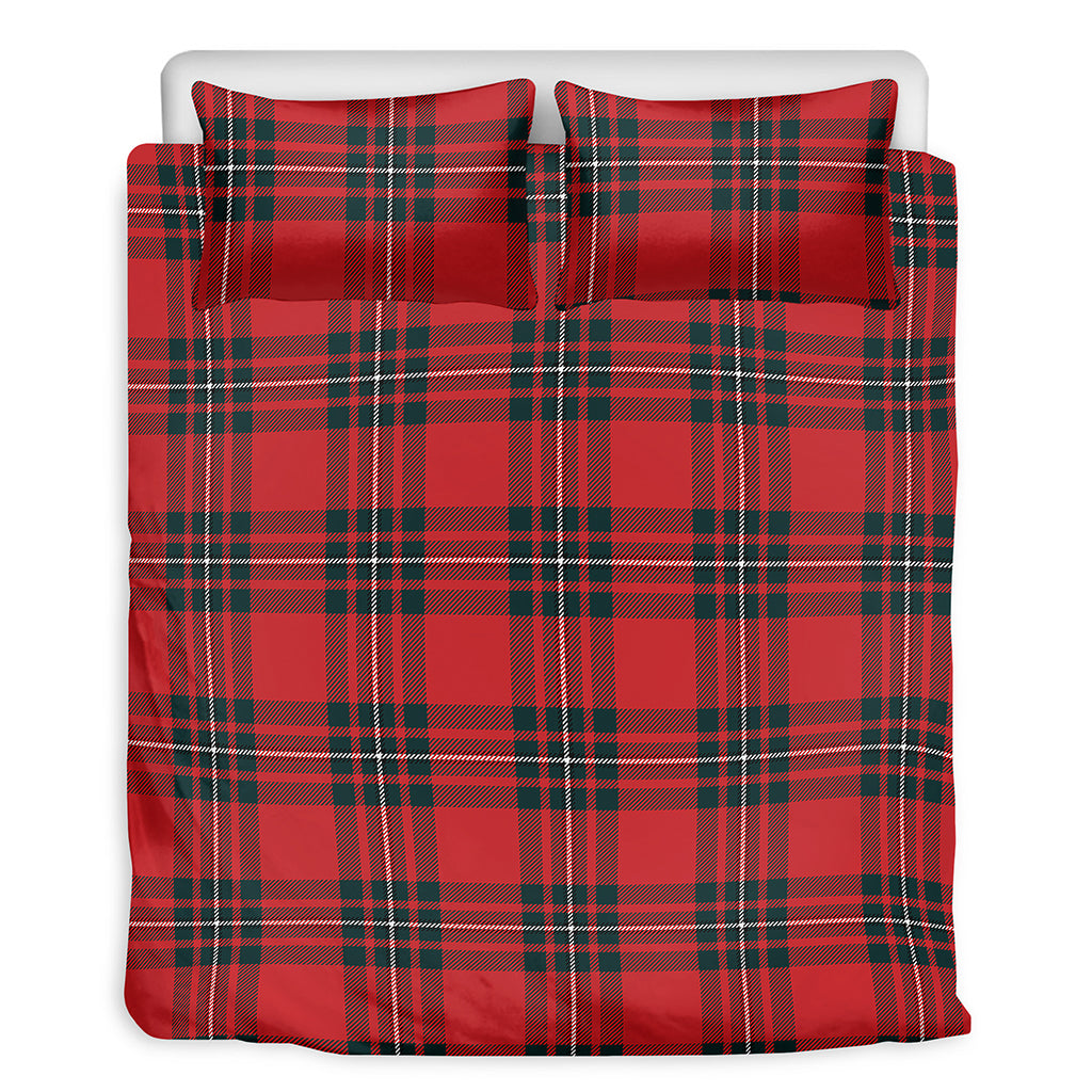 Red Scottish Tartan Pattern Print Duvet Cover Bedding Set