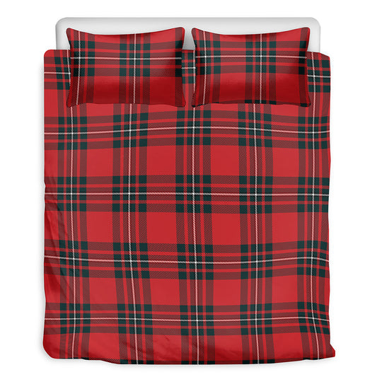 Red Scottish Tartan Pattern Print Duvet Cover Bedding Set