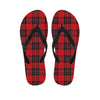 Red Scottish Tartan Pattern Print Flip Flops