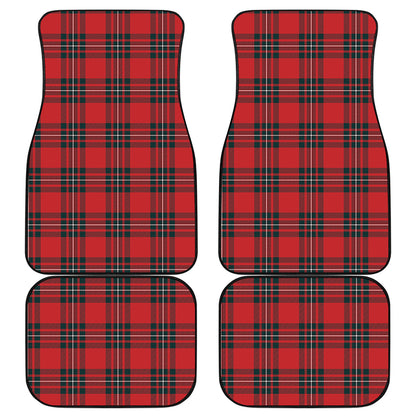 Red Scottish Tartan Pattern Print Front and Back Car Floor Mats
