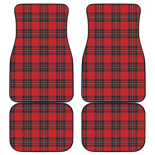 Red Scottish Tartan Pattern Print Front and Back Car Floor Mats