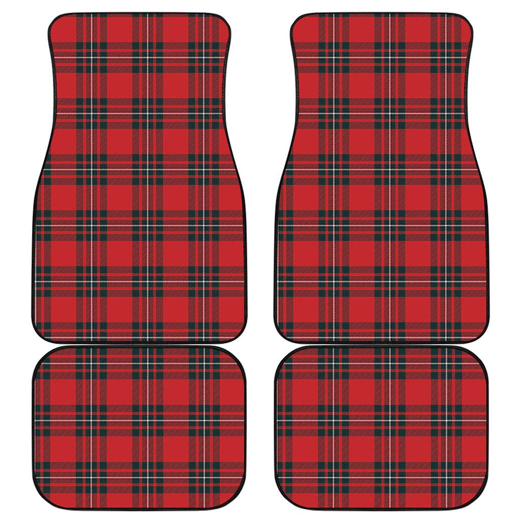 Red Scottish Tartan Pattern Print Front and Back Car Floor Mats