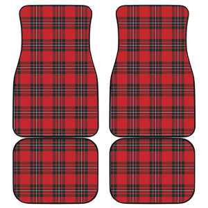 Red Scottish Tartan Pattern Print Front and Back Car Floor Mats