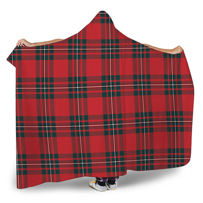 Red Scottish Tartan Pattern Print Hooded Blanket