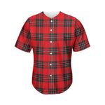 Red Scottish Tartan Pattern Print Men's Baseball Jersey